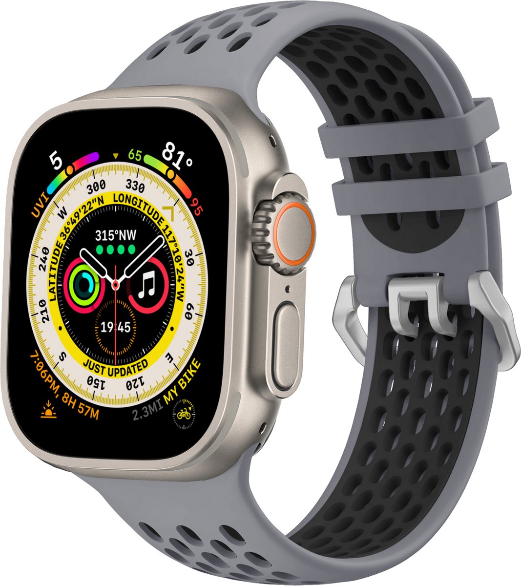 Silikonowy pasek sportowy CubeNest do Apple Watch 42/44/45/Ultra 49 mm (B01R2L01) szary