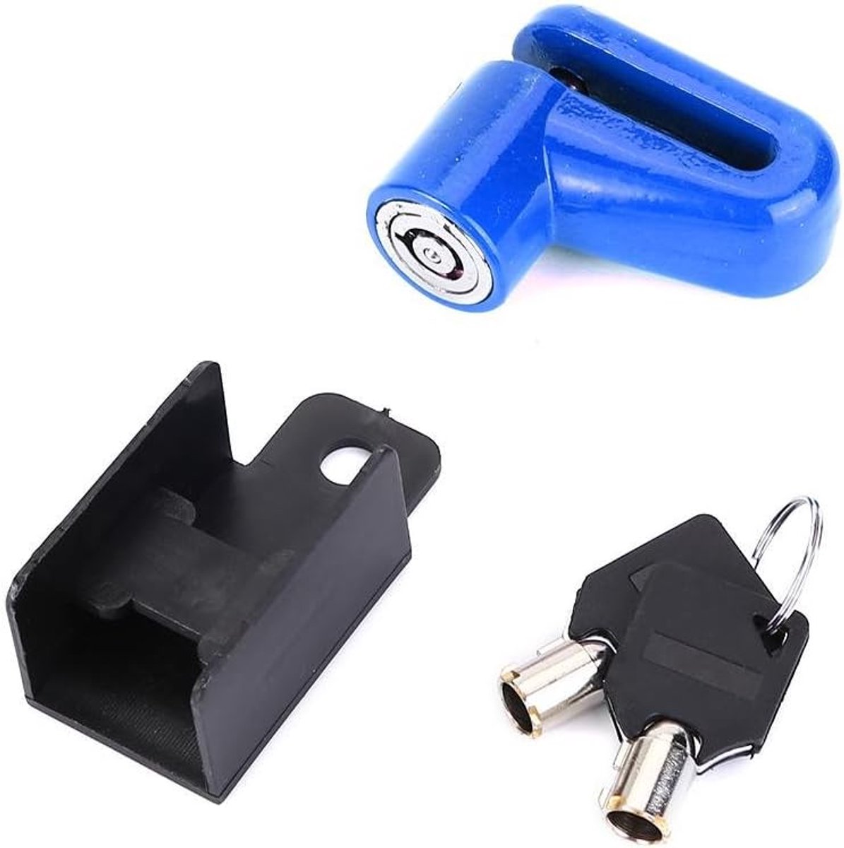 SnelShoppen - Schijfslot met Schijfremmen, Robuust Metaal, Antidiefstalbeveiliging, Inclusief Plastic Sleutels voor Motorfiets en Fiets (Blauw)