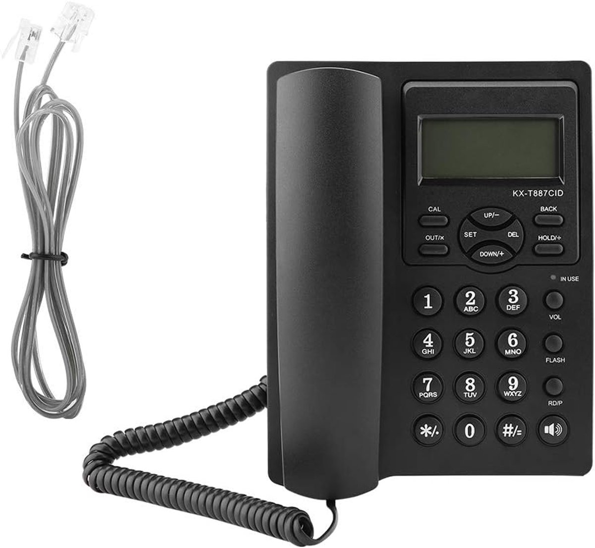SnelShoppen - Desktofoon met Handsfree Functie - Draadtelefoon voor Kantoor - LCD Scherm - Geluidsisolatie - 3 Groepsalarmen - Helder Geluid