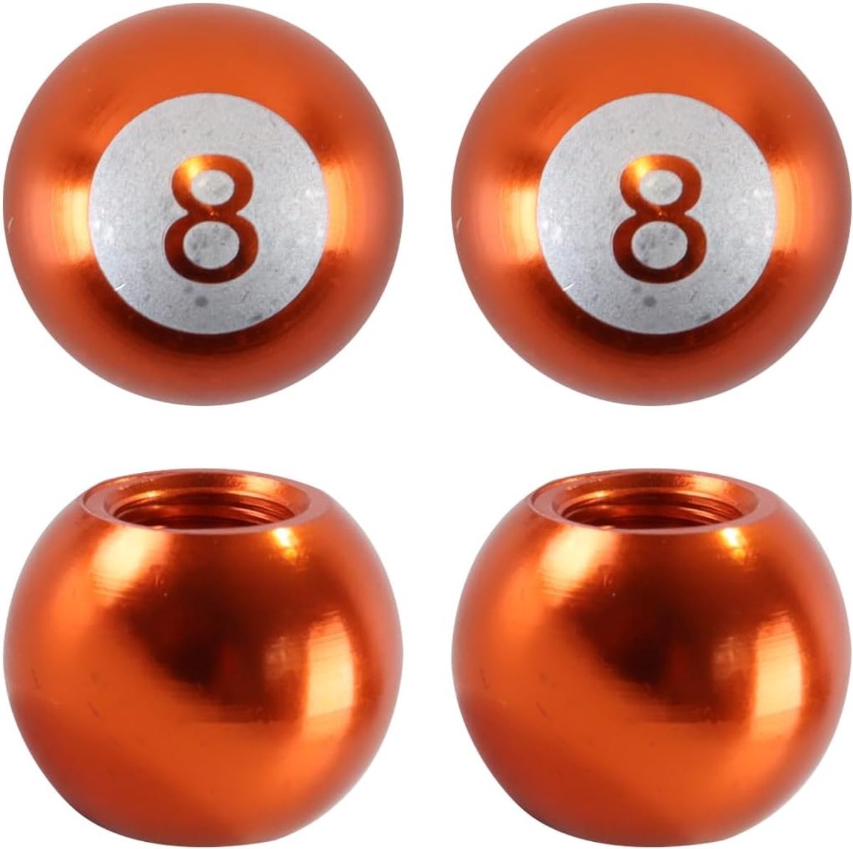 SnelShoppen - Pack van 4 Ventielkappen 18 x 16,5 mm Auto Ventieldop voor Auto Motorfiets Aluminium Legering Oranje Stofafdekking