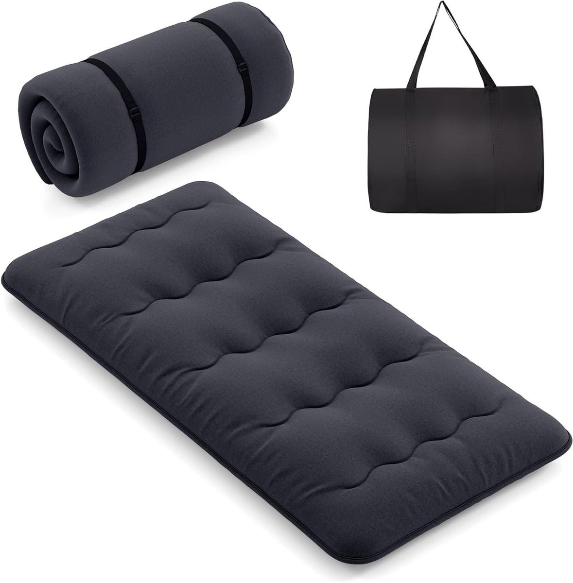 Draagbaar Matras - Opvouwbaar Bed - Comfortabel Slapen - Inclusief Draagtas - 90 x 200 cm - Zwart