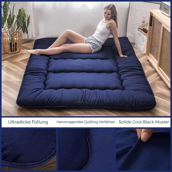 Japanse Vloermatras - Gewatteerd Slaapkussen - Comfortabel Slapen - Extra Dik Geheugenschuim - 190 x 90 cm - Geel — afbeelding 2