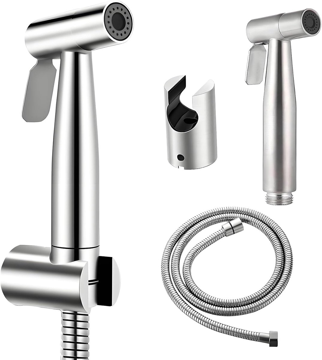 Bidet Hand Shower, Stainless Steel Hand Shower, Hand Sprayer, Bidet, Toilet, Shower Hose 1.5 m and Holder, Bidet - ShopVlot