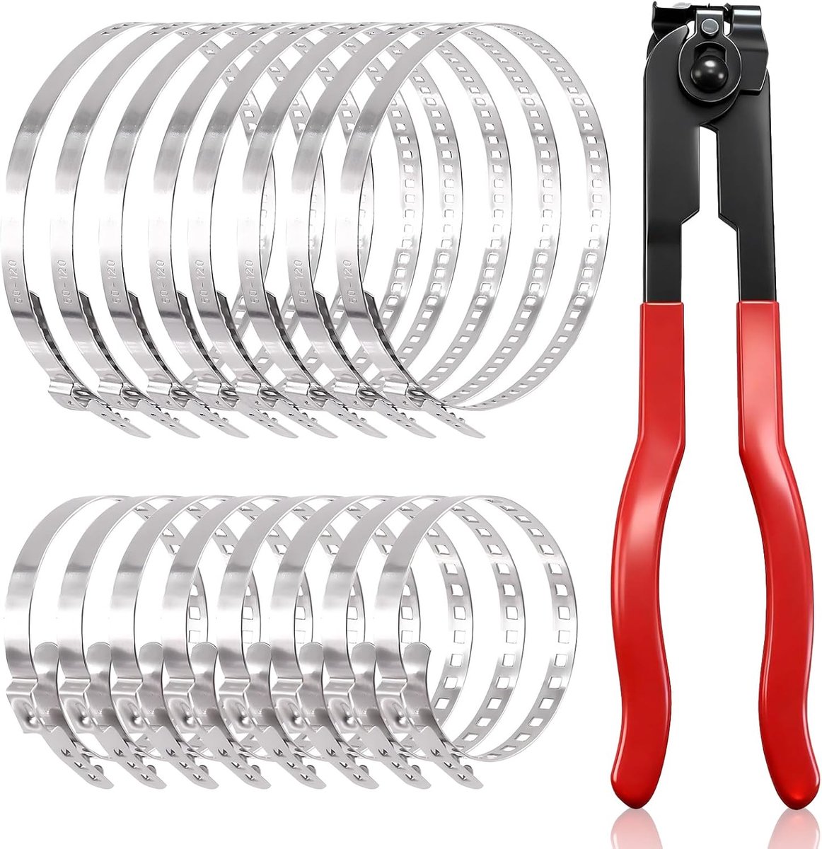 CV Hose Clamps Set of 17 Stainless Steel 25-50mm 50-120mm Adjustable Tube Clamp for Most Car Crimping Tool Sets - ShopVlot