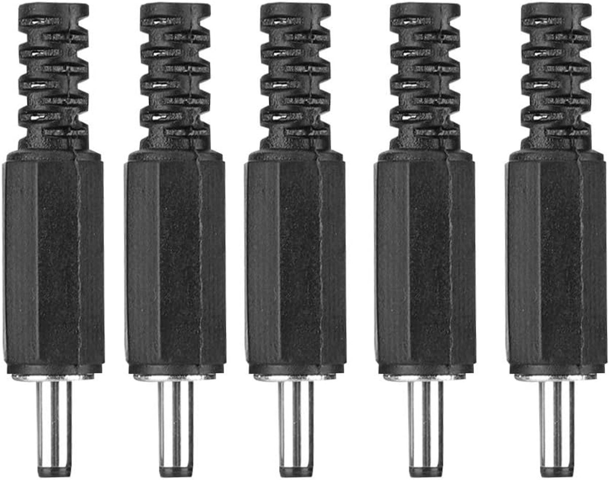 SnelShoppen - 5 Stuks DC Stroomplug, 1.3mm x 3.5mm Mannelijke DC Plug Jack Coaxiale Connector Adapter voor Elektronische Projecten en CCTV
