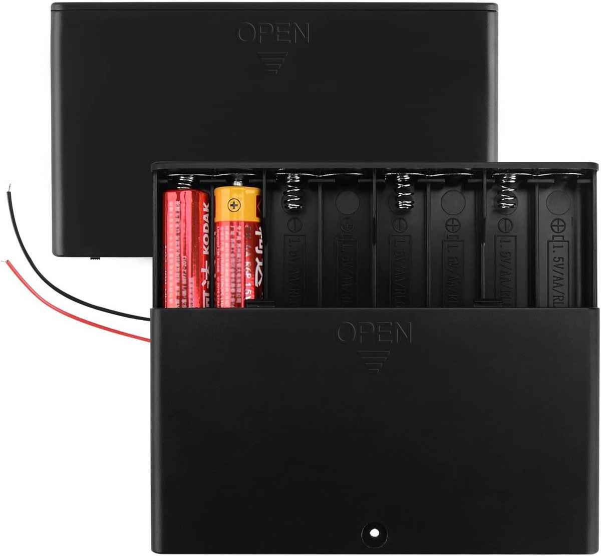 SnelShoppen - 12V Batterijhouder met Schakelaar - 8 x AA Batterij Houder Box met Bedrade Kabels en Voedingsschakelaar (2 Stuks)
