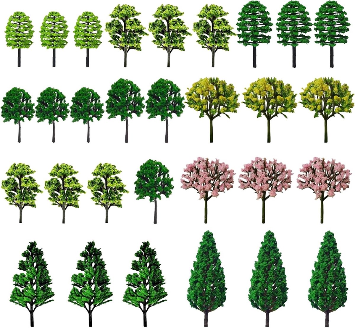 30 Stuks Miniatuur Bomen en Str shrubs voor Landschapsmodelbouw en Modelspoor, 3-7 cm Hoog