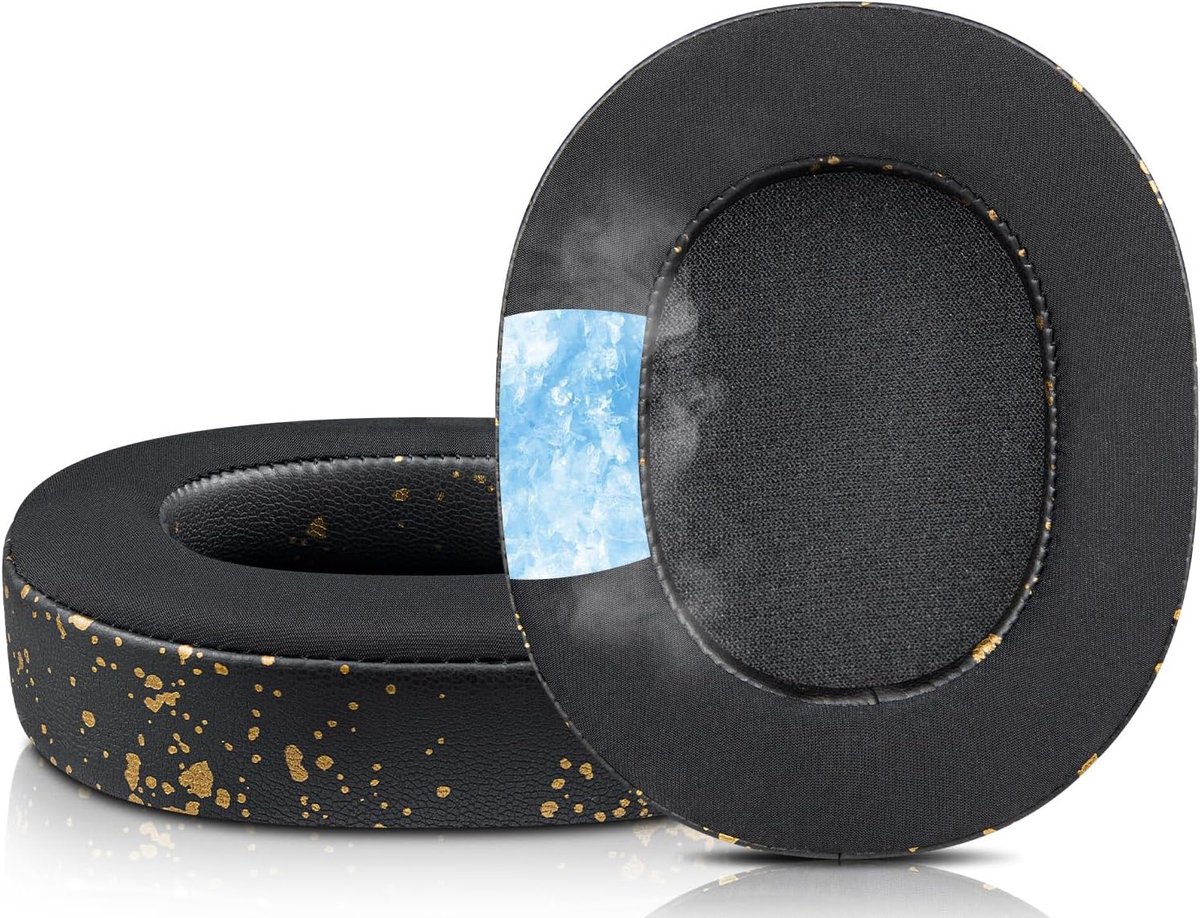 SnelShoppen - Verkoelende Oorkussens voor Gaming Headset - Zwart Goud - Perfect voor Razer BlackShark V2/V2 Pro - Ademend Koelgel Materiaal - Ideaal v