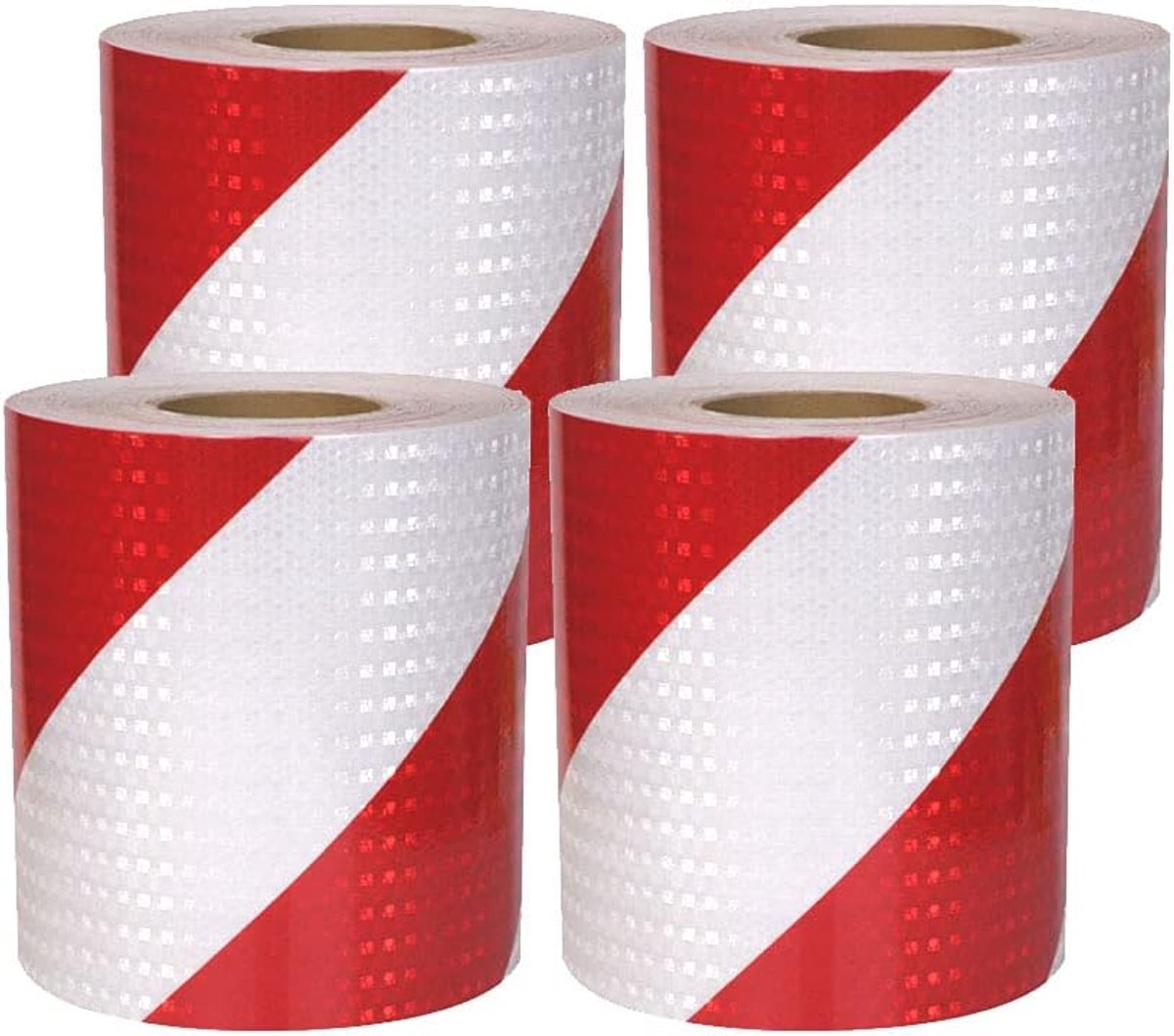 SnelShoppen - Reflecterende Waarschuwings Tape 5cm x 3m Rood Wit Zelfklevend Barrier Tape voor Voertuigen, Trailers en Landbouw