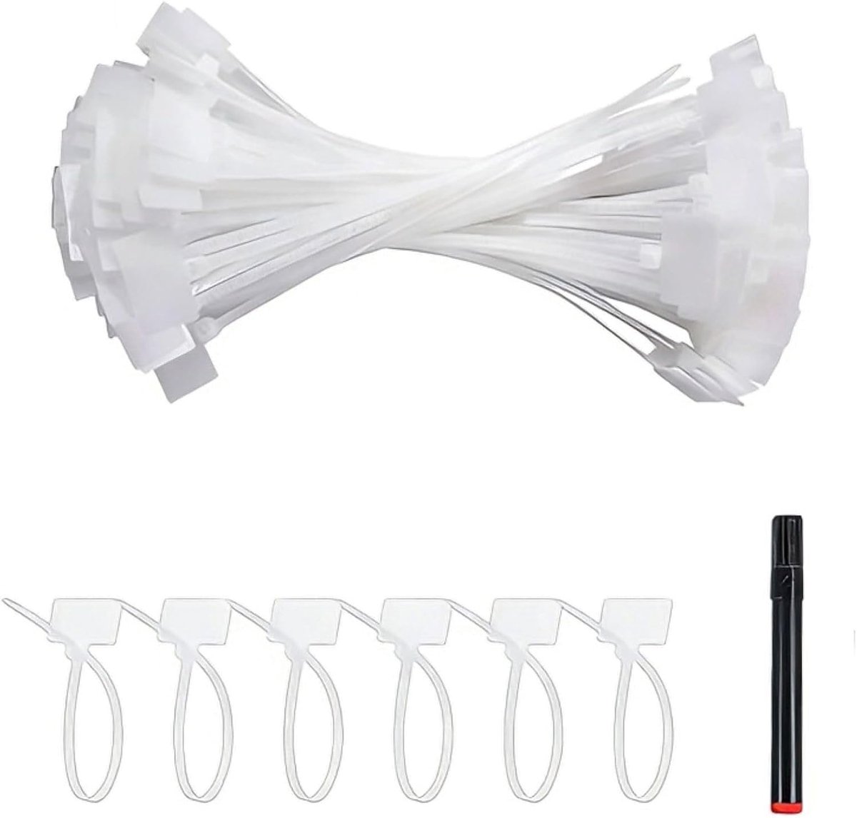 Pack of 250 Waterproof Cable Label Clips White Cable Labels Writable Cable Holders for Tube Lettering Cable Marking - ShopVlot
