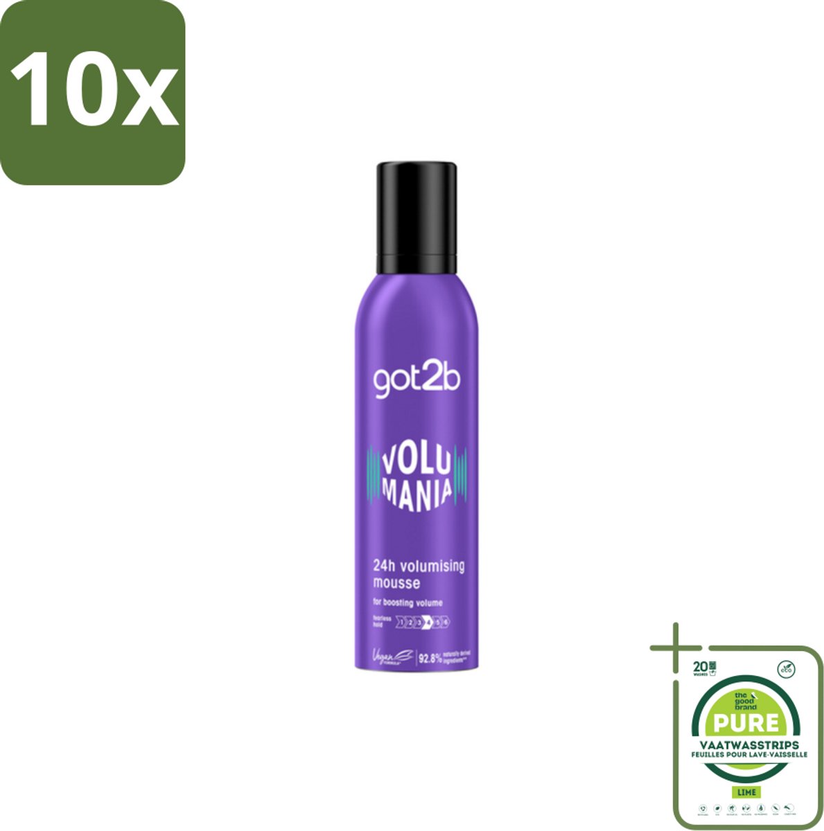 10 x Got2B - Volumemousse - Volumania 24H - 250 ml - Grootverpakking - Haar Volume - Haarkleur - Haarkleuring - Haarkleuring - Haarkleur