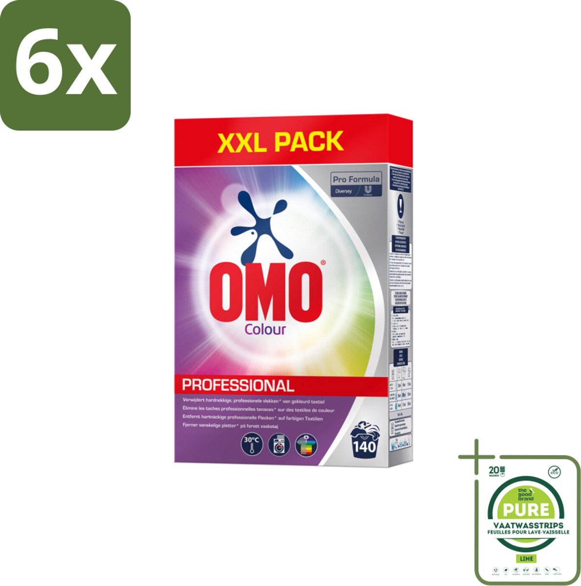 Omo Professional – Wasmiddel Poeder – Gekleurde Was – 140 Wasbeurten – Pro Formula – 7 kg - Voordeelverpakking - 6 stuks - Kleurwas - Kleurbescherming