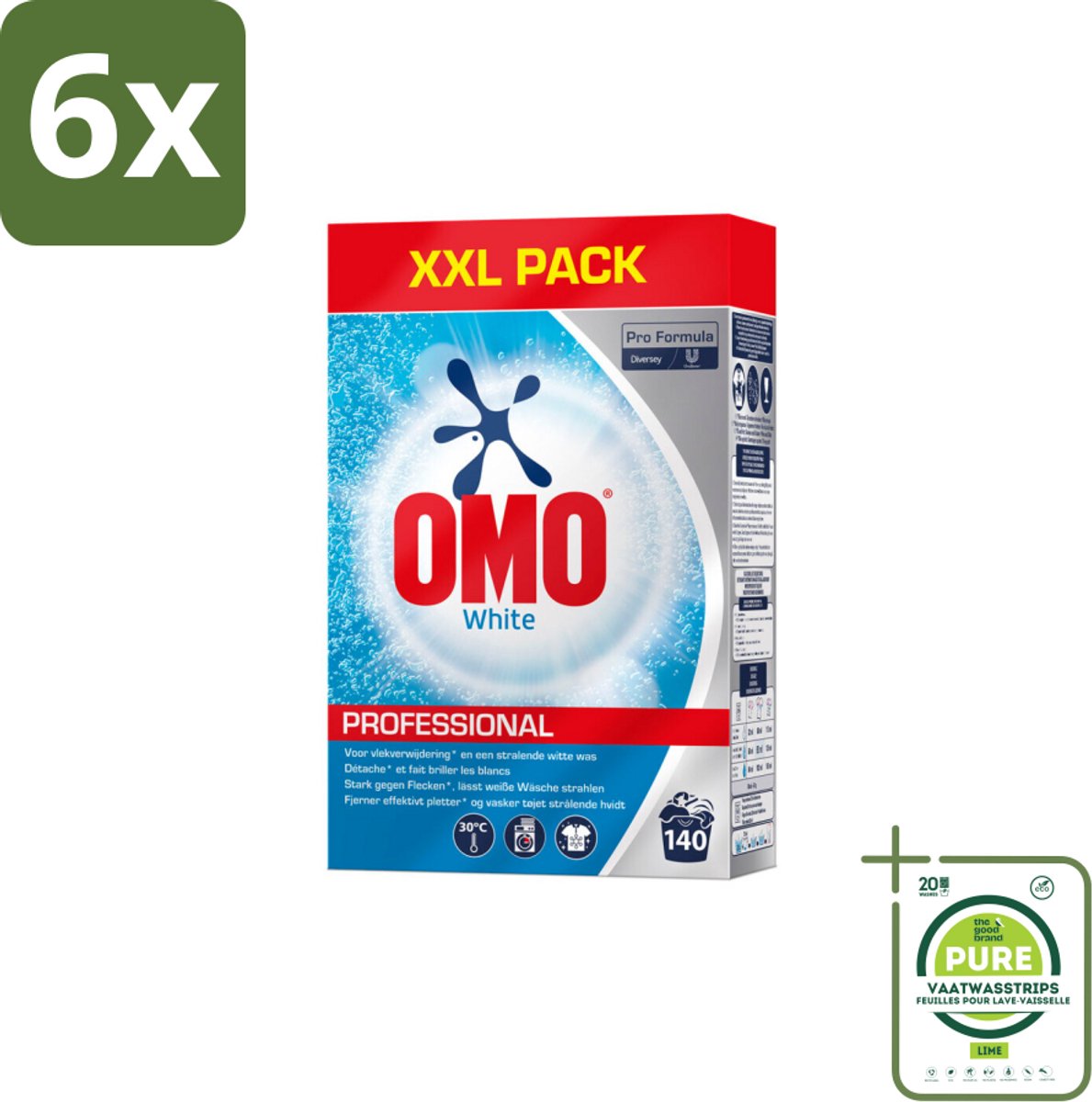 Omo Professional – Wasmiddel Poeder – Witte Was – 140 Wasbeurten – Pro Formula – 7 kg - Voordeelverpakking - 6 stuks - Wit waspoeder - Vlekverwijdering