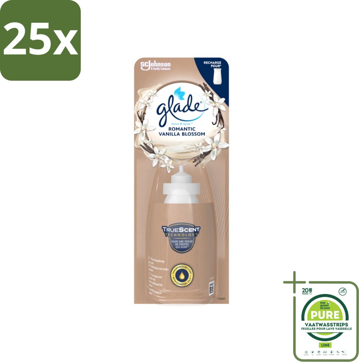 25 x Glade - Sense & Spray - Romantic Vanillebloesem - 18 ml - Grootverpakking - Geur - Vanille - Orchidee - Sandelhout - Luchtverfrisser