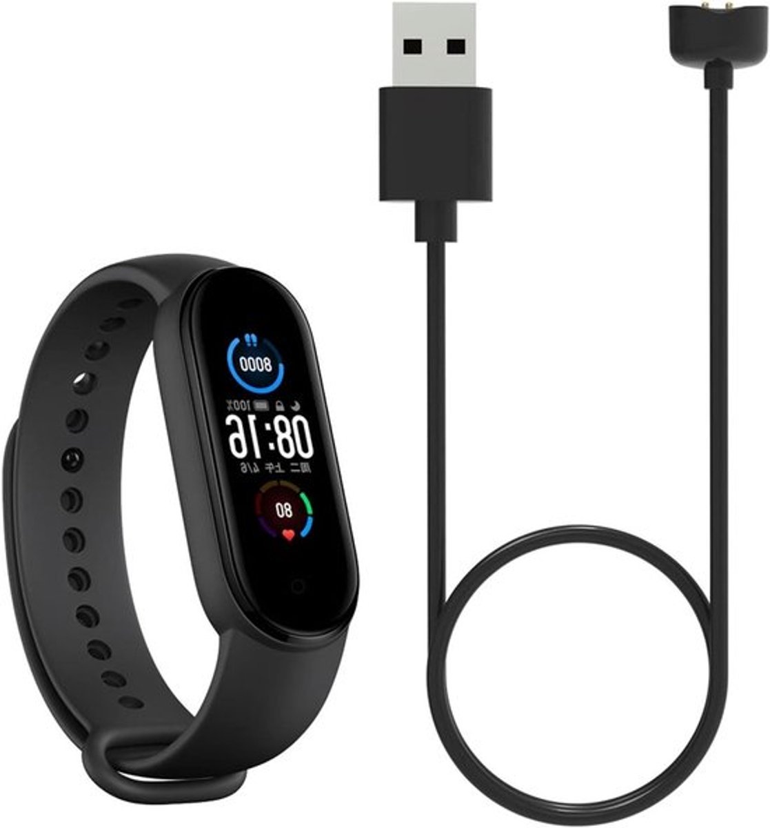 Magnetische Oplader voor Smartwatch, USB Oplaadkabel voor NFC Smartwatches, Compatibel met Xiaomi Mi Band en Amazfit Band - 1 Meter Lang (Zwart)