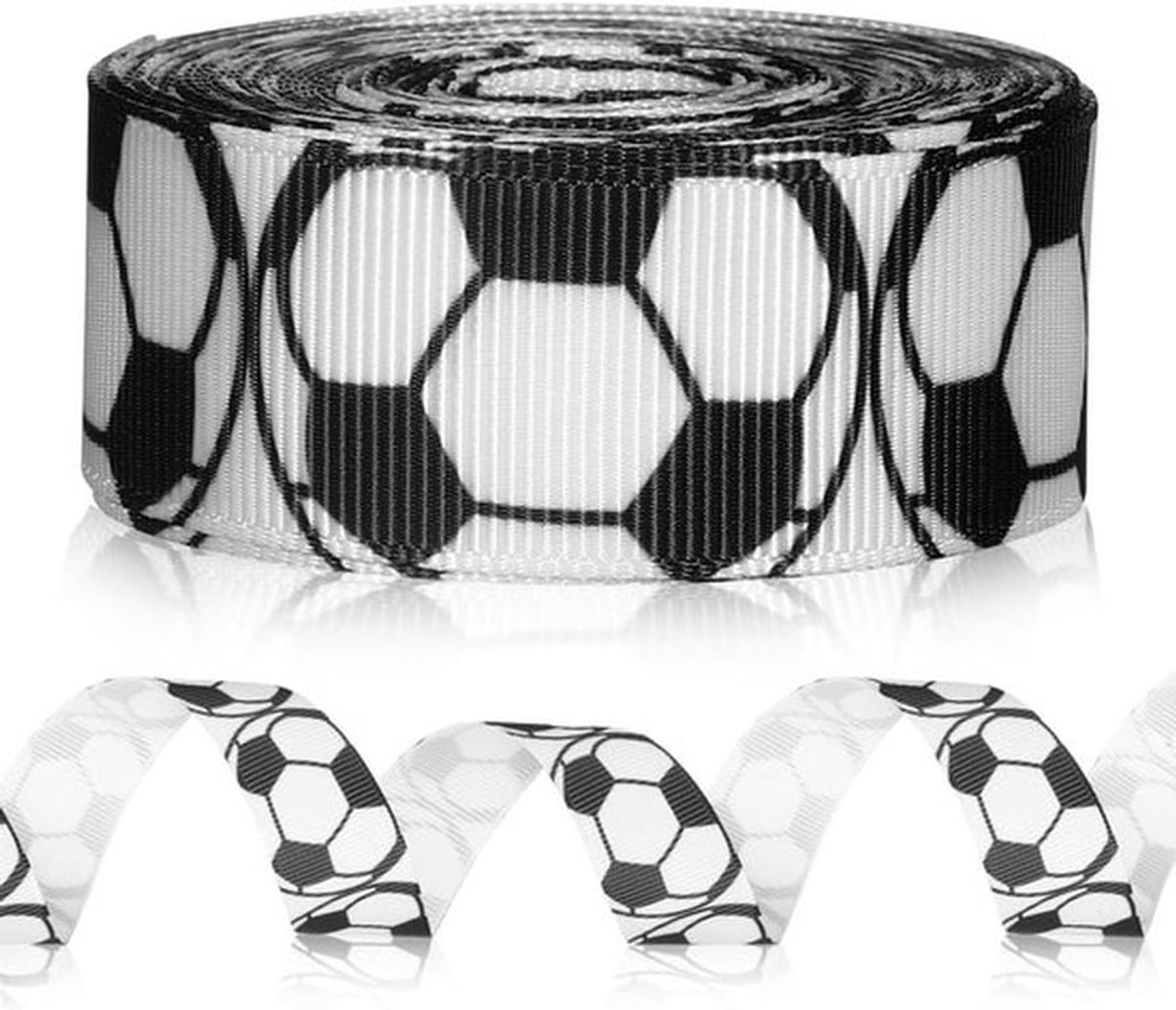 Voetbal Decoratie Kranslint - Satijnen cadeaulint voor doe-het-zelf-projecten, feestdecoraties en ambachtelijke creaties