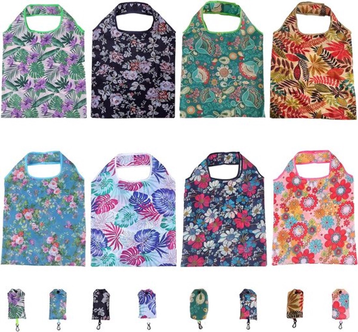 Herbruikbare en Vouwbare Shop Tassen, Wasbaar Polyester, Lichtgewicht en Stevig, Ideaal voor Winkelen, Reizen en Dagelijks Gebruik, 50 x 37 cm met Haken