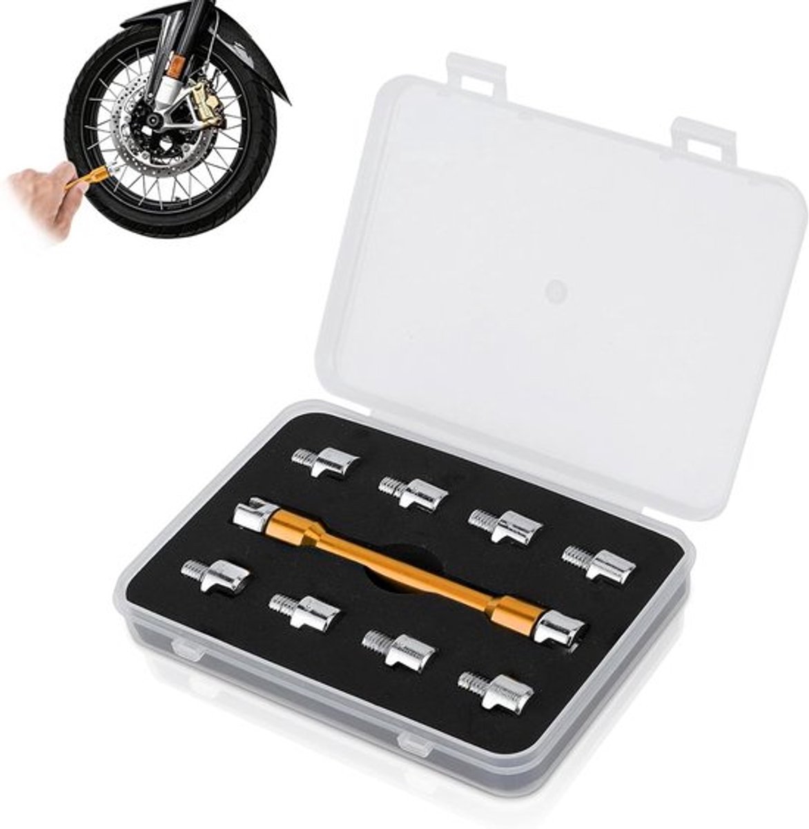 Motorfiets Spaak Sleutelset, 10 Maten Spaken Sleutel voor Dirtbike, Torque Sleutel voor Wielreparatie, CNC Gereedschap met Opbergdoos, Lengte 93mm