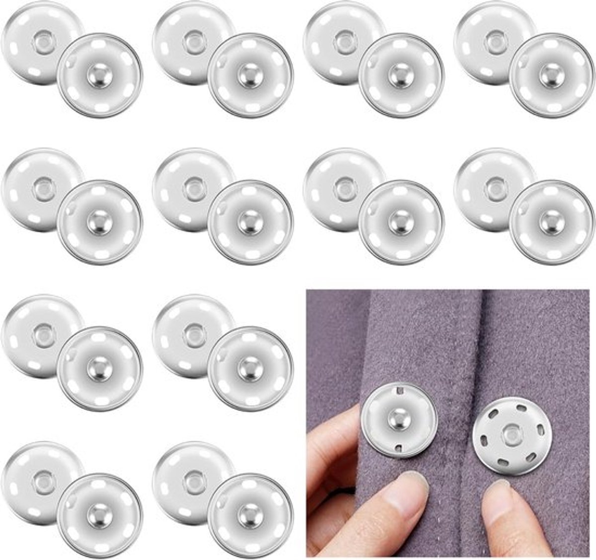 12PCS Metaal Drukknopen 21mm Zilver voor Kleding - Poppers, Bevestigingsmiddelen en DIY Naaiprojecten