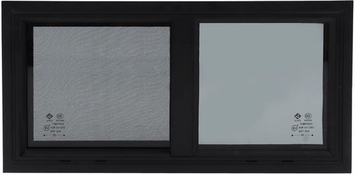 Schuifvenster 550x260mm - RV-Venster - Gehard Glas - Aluminiumlegering - Insectennet - Privacy Scherm - Luchtdicht Afdichtend Effect