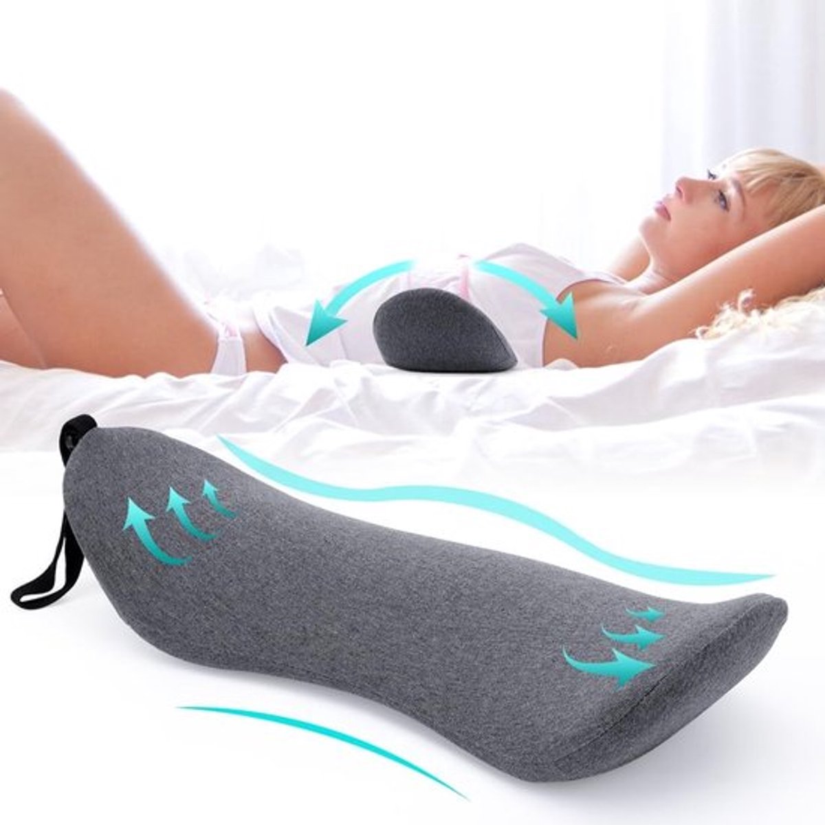 Orthopedisch Lendenkussen van Geheugenfoam voor Rugpijnverlichting in Bed, Auto en Kantoorstoel