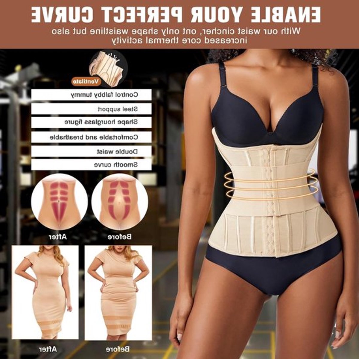 Dames Corset voor Buikcontrole, Taille Trainer met Dubbele Sluiting en Verbeterde Lichaamsvorm, Ideaal voor Slanker Uiterlijk en Comfortabel Draaggemak