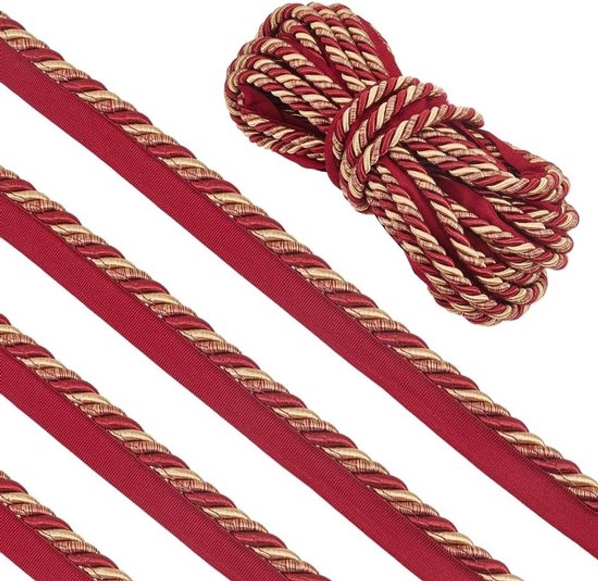 Gedraaide lipkoord-afwerking 12,5 m - Decoratieve band voor fotolijsten, gordijnen en meubels