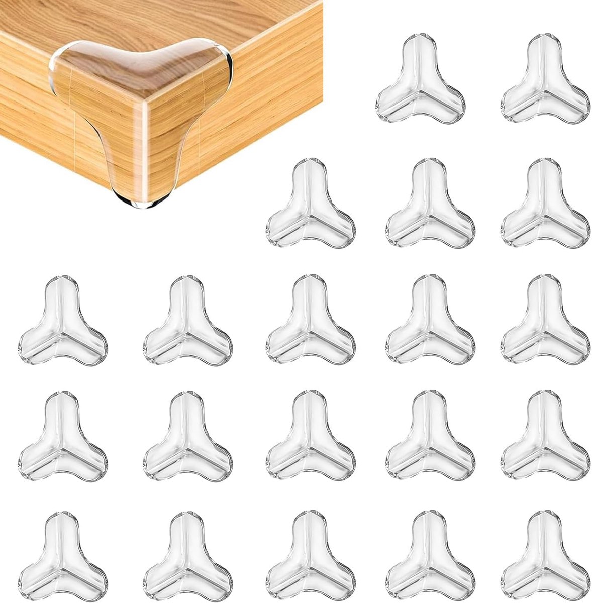 SnelShoppen - Set van 20 Baby Hoekbeschermers, Zelfklevende Hoekbescherming voor Meubels van Zacht Silicoon, T-vormige Ontwerp, Kindveilig, Ideaal voo