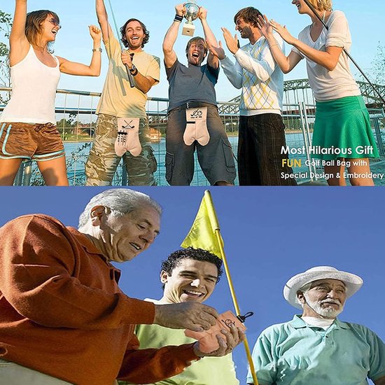 Golfbaltas - dubbelzijdig fluweel - grappig ontwerp - beschermt golfballen - ShopVlot — afbeelding 2