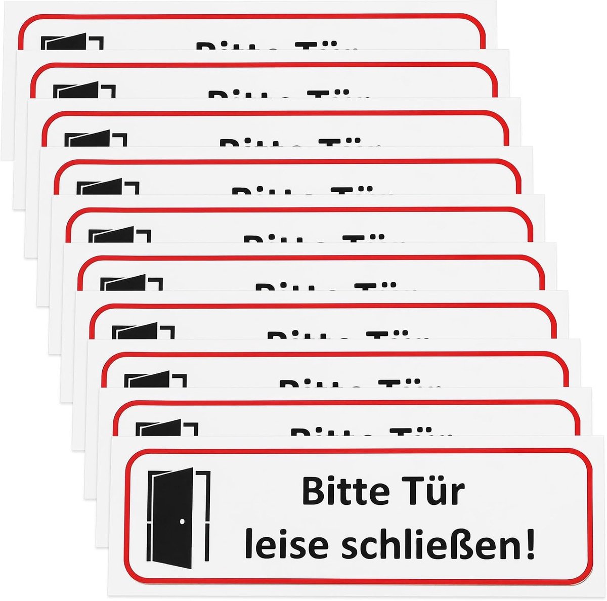 SnelShoppen - 10 stks Zelfklevende Sticker 'Bitte Deur Rustig Sluiten!' 196x65mm PVC Deurstickers voor Bibliotheek, Kantoor, Thuisgebruik, Duurzaam, S