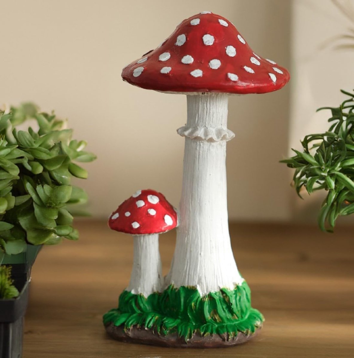 SnelShoppen - Grote Paddenstoel Tuin Decoratie Rode Vliegenzwam Beeld met Witte Vlekken 17,5 cm Tafel Decoratie Buiten Binnen Fairy Garden Micro Lands