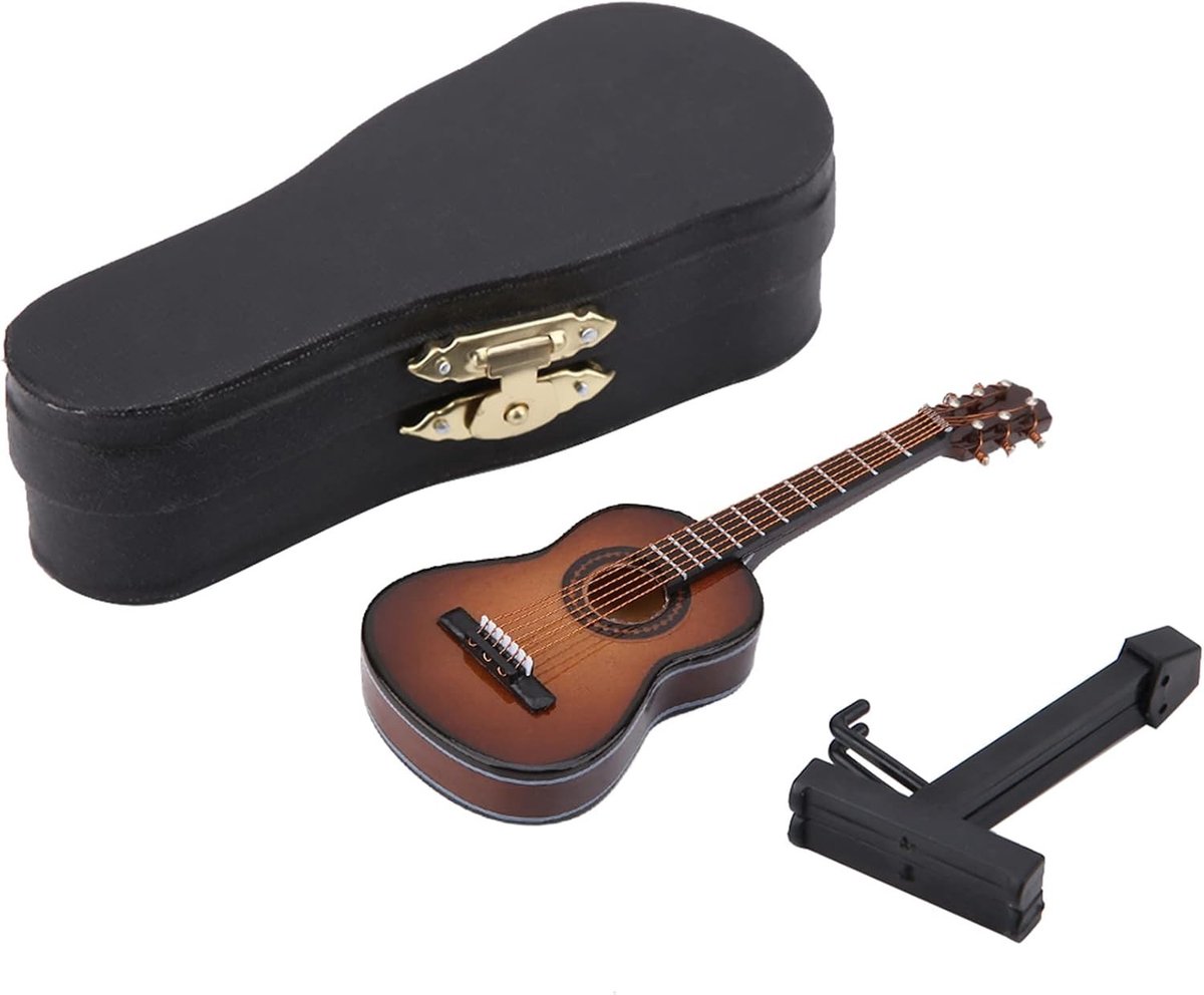 Miniatuur Houten Gitaar Model voor Decoratie | Muzikale Ornamenten voor Thuis | 10 cm Lange Craft Decor