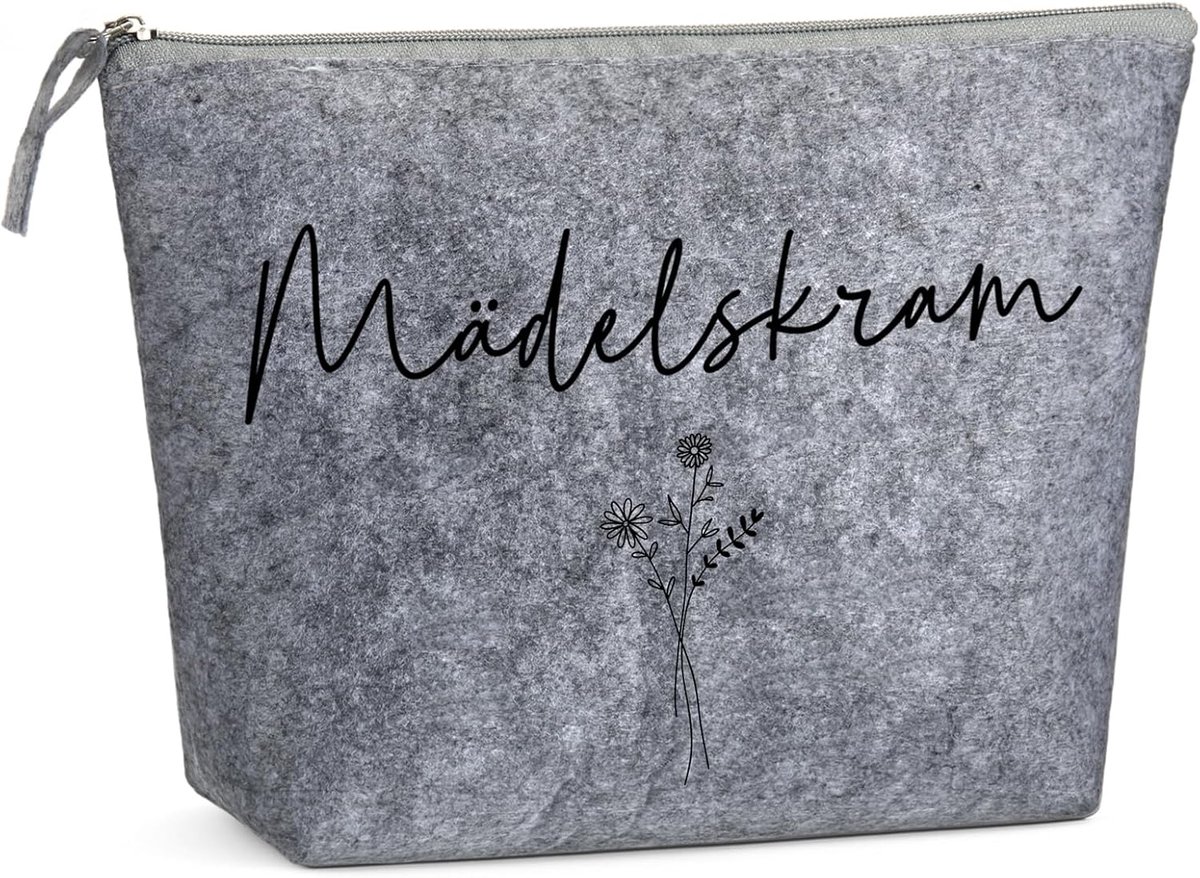 SnelShoppen - Grijze Multifunctionele Make-Uptas van Vilt voor Vrouwen, Meisjes en Moeders - Ideaal voor Cosmetica, Huidverzorging, Verjaardagen en Ke