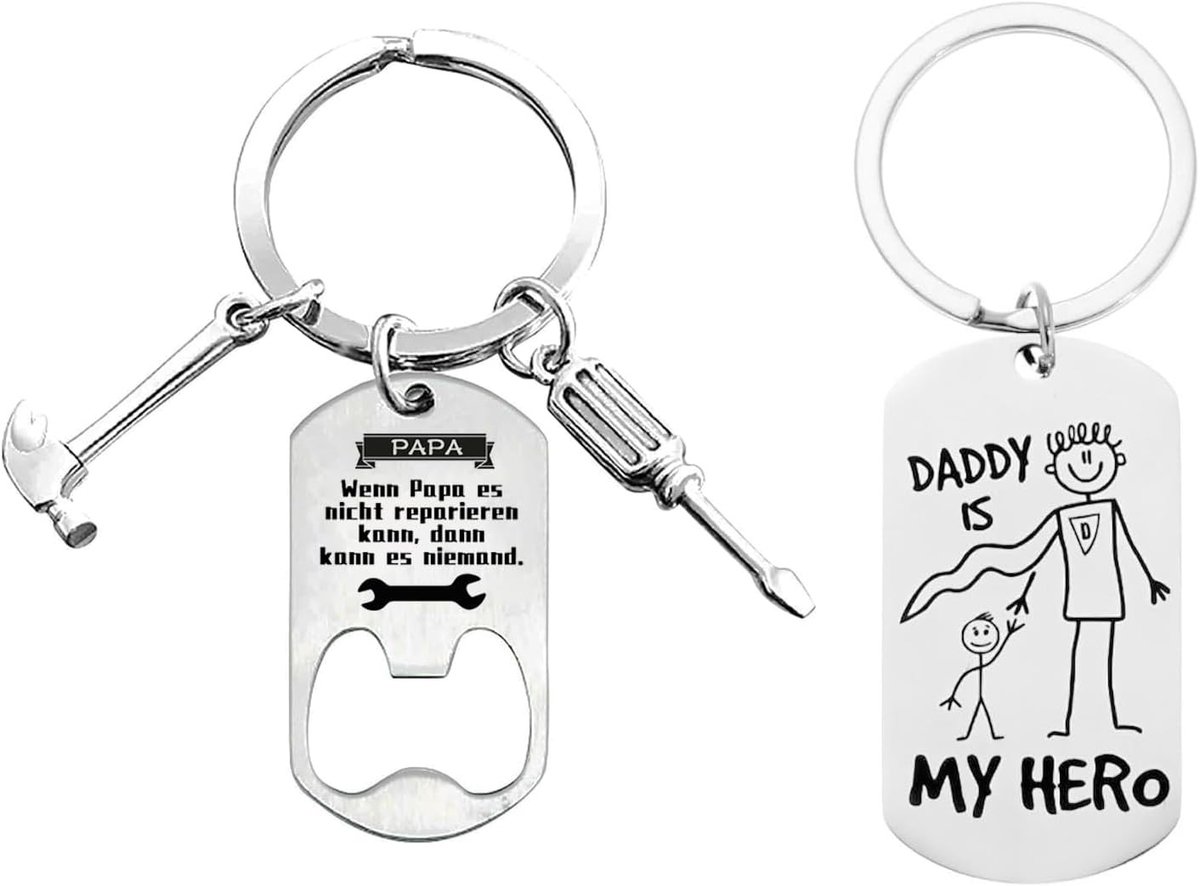 Unieke Cadeaus voor Vader: Flessenopener, Sleutelhanger, Beste Vader, Verjaardagscadeaus en Kerstcadeaus voor Papa in Staal Kleur