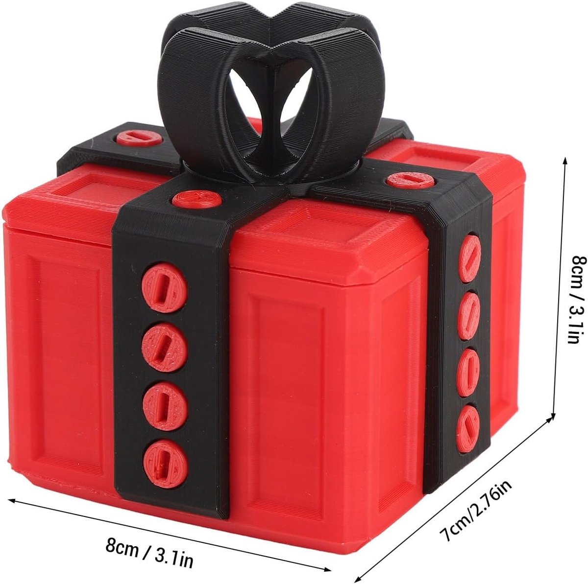 SnelShoppen - Prank Schroefdoos 3.1x3.1x3.1 Inch - Vervelende Geschenkdoos met Hilarische Geldkaartcontainer - Ideaal voor Grappenmakers - Rood Zwart