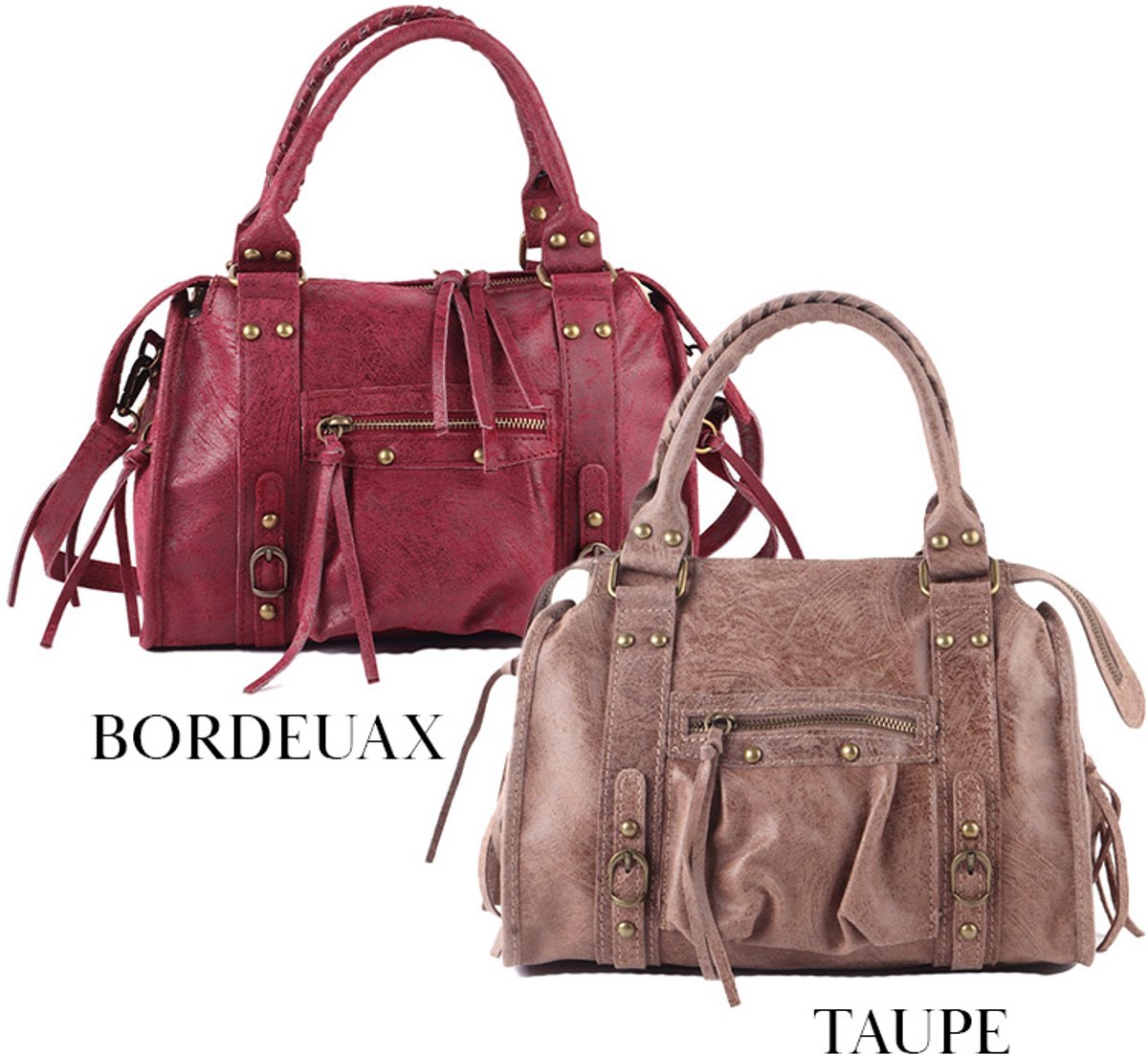 Giuliano lederen handtas Lavinia - Dames - Made in Italy - Donkertaupe