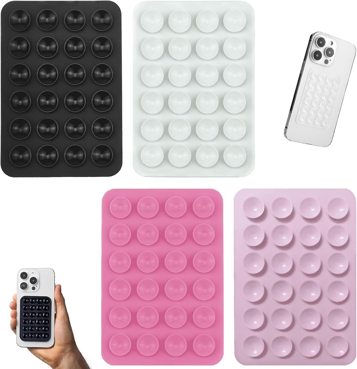 Mobiel zuignap houder 4-delig - siliconen zuignappen - geschikt voor selfies en video’s - SnelShoppen