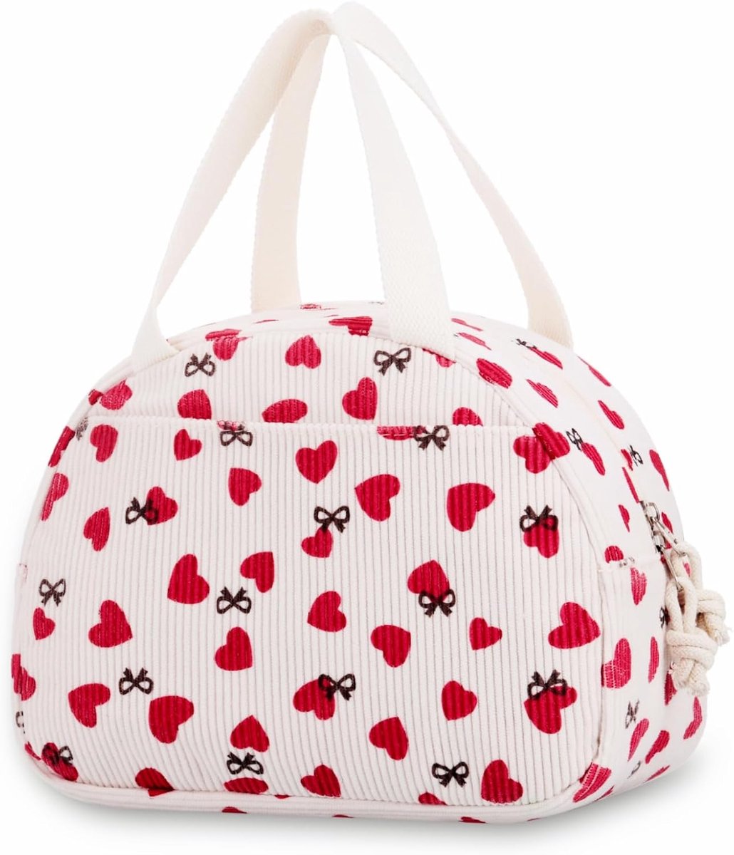 SnelShoppen - Isolerende Lunchtassen voor Meisjes en Vrouwen, Herbruikbare Hart Beige Lunchtas voor Kinderen en Volwassenen, Lekvrije Lunchbox Grote C
