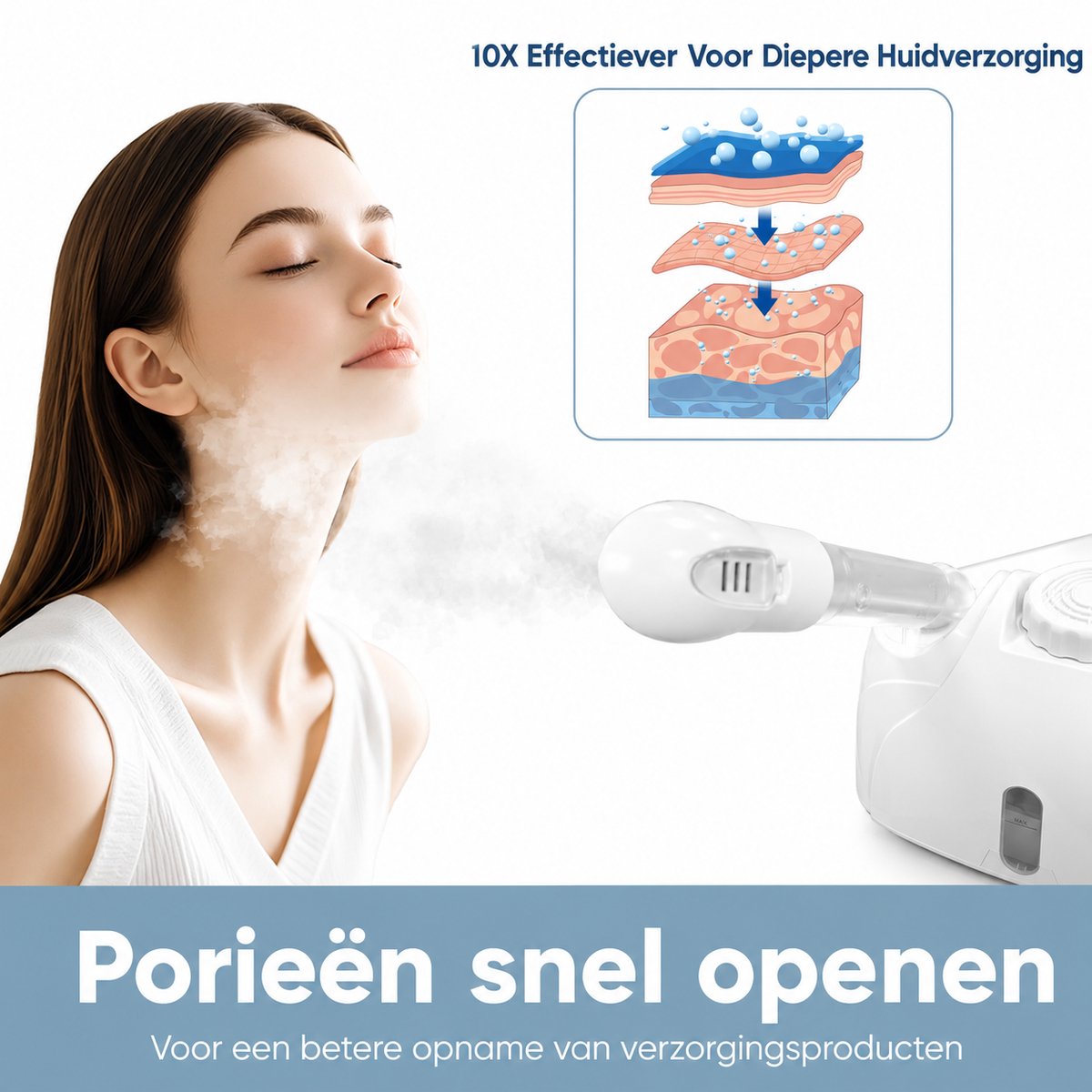 Seth Select Gezichtsstomer met Warme Mist – Gezichtssauna met Kruidencompartiment, Verstelbare Hoek en Veiligheidsfunctie voor Huidverzorging