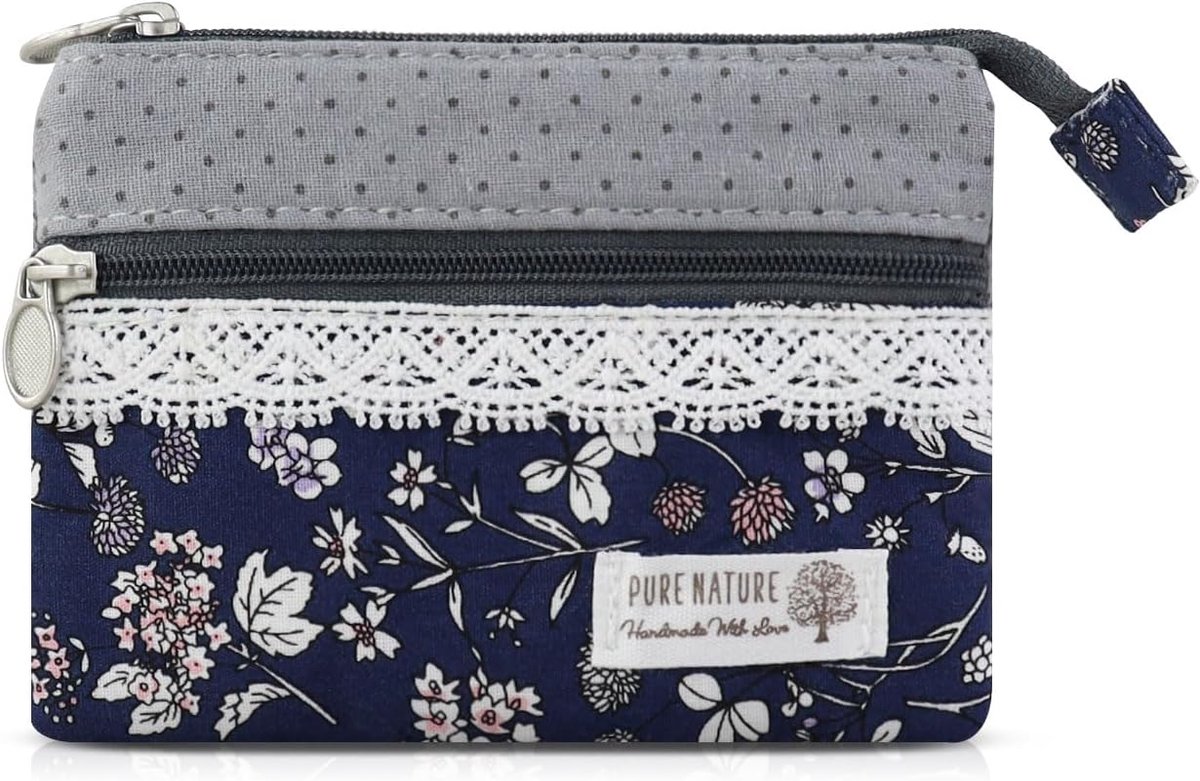 SnelShoppen - Dames Mini Handtasje van Canvas, 2 Laags Ritsvak, Bohemian Stijl, Klein Portemonnee voor Munten, Geld en Kaarten, Bloem A, Ideaal voor D