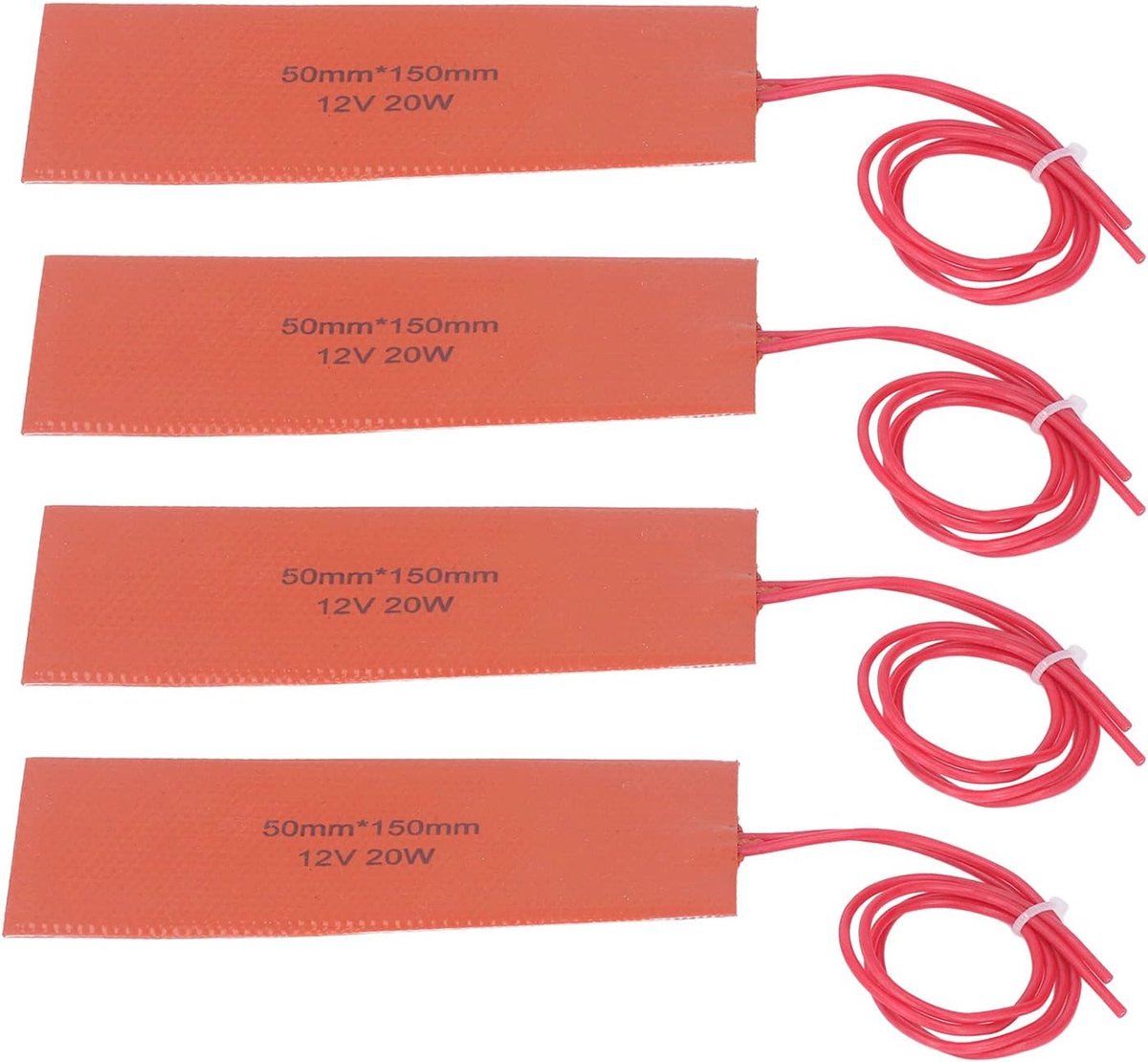SnelShoppen - 4x Rubber Verwarmingsmat, Flexibele Siliconen Verwarmingsdeken voor Industriële Apparatuur, 20W 12V, Hoogwaardige Isolatie, Eenvoudig te