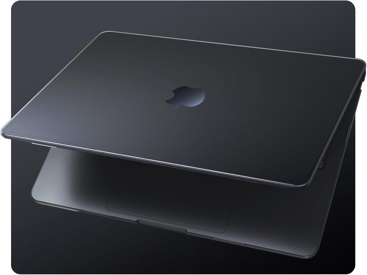 SnelShoppen - MacBook Air 13 Inch M5 M4 M3 M2 Hard Shell Case - 100% Kleurmatch Frost | Zwart Ultralicht & Dun Beschermhoes Compatibel met 2026-2022 M