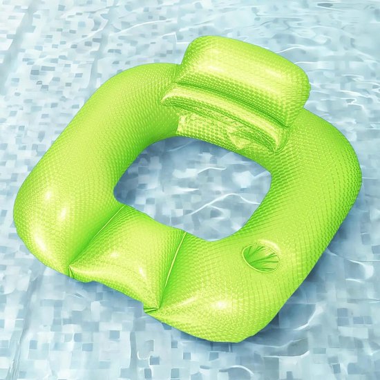 Zwembad Lounger - Opblaasstoel Water - Water Ontspanning - Met Bekerhouder - 90x80x40 cm - Groen — afbeelding 4