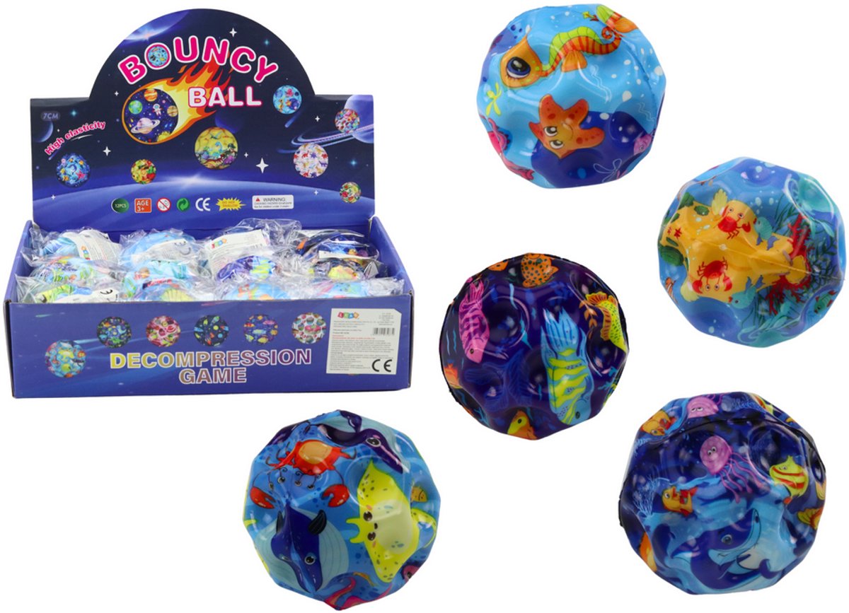 Gloeiende bal om te stuiteren met uitsparingen Zeedieren 7cm - UNI