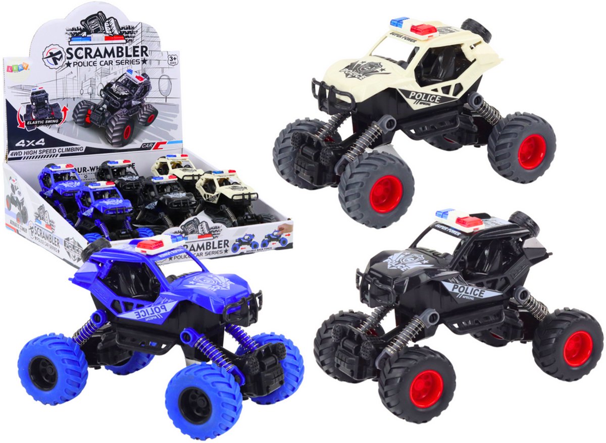 Politieauto Friction Drive 3 offroad-kleuren - UNI