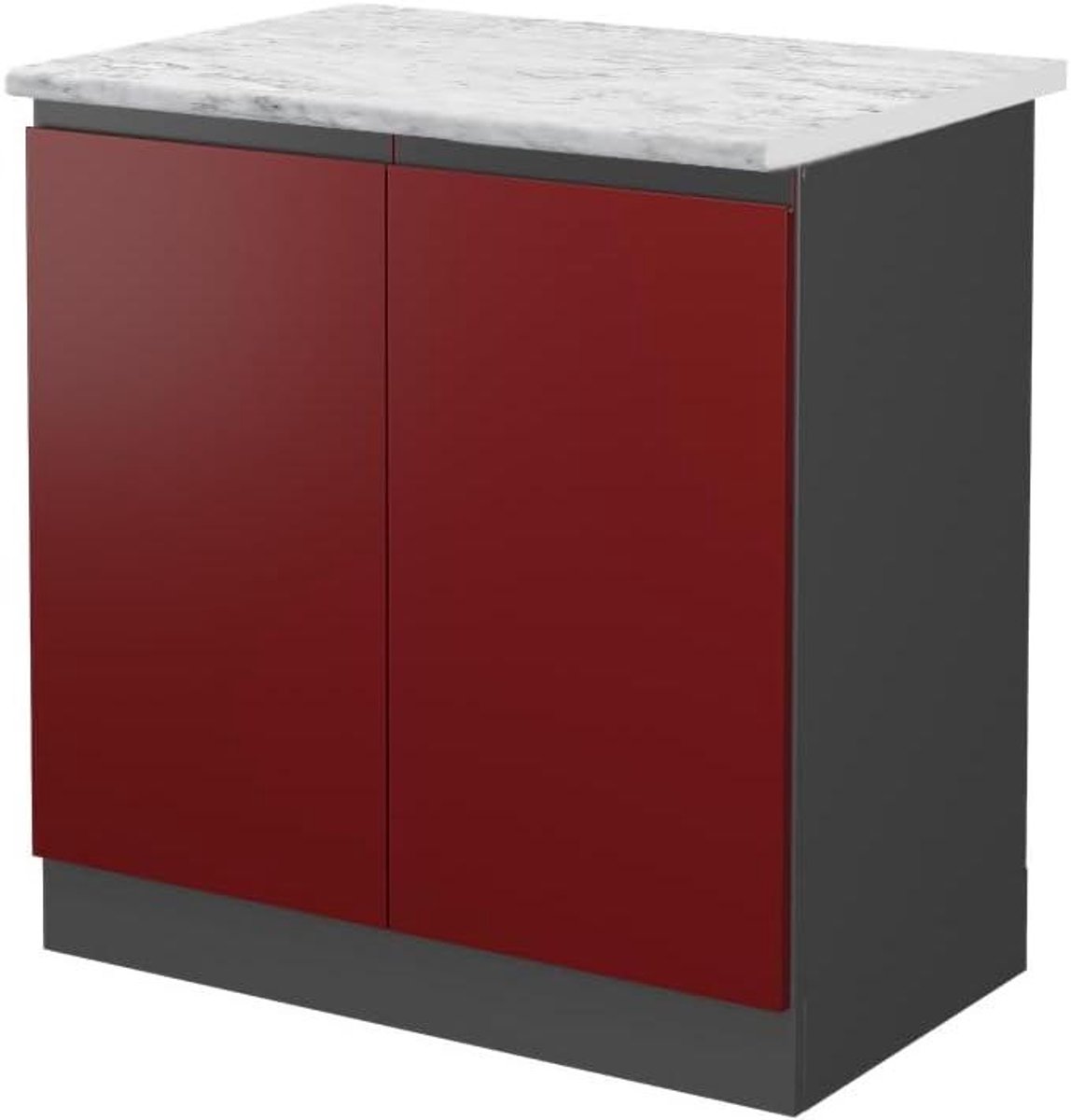 Wastafelkast - Spoelbak kast - Keuken Organiseren - Greeploos Design - 80 cm - Rood