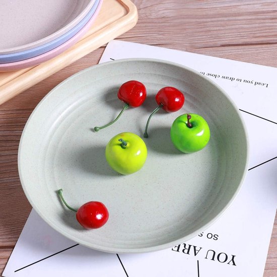 4 PACK lichtgewicht tarwestroborden - afbreekbare lichtgewicht tarwestroborden, 7,8 'onbreekbare dinerborden, vaatwasser- en magnetronbestendig, BPA-vrij — afbeelding 4