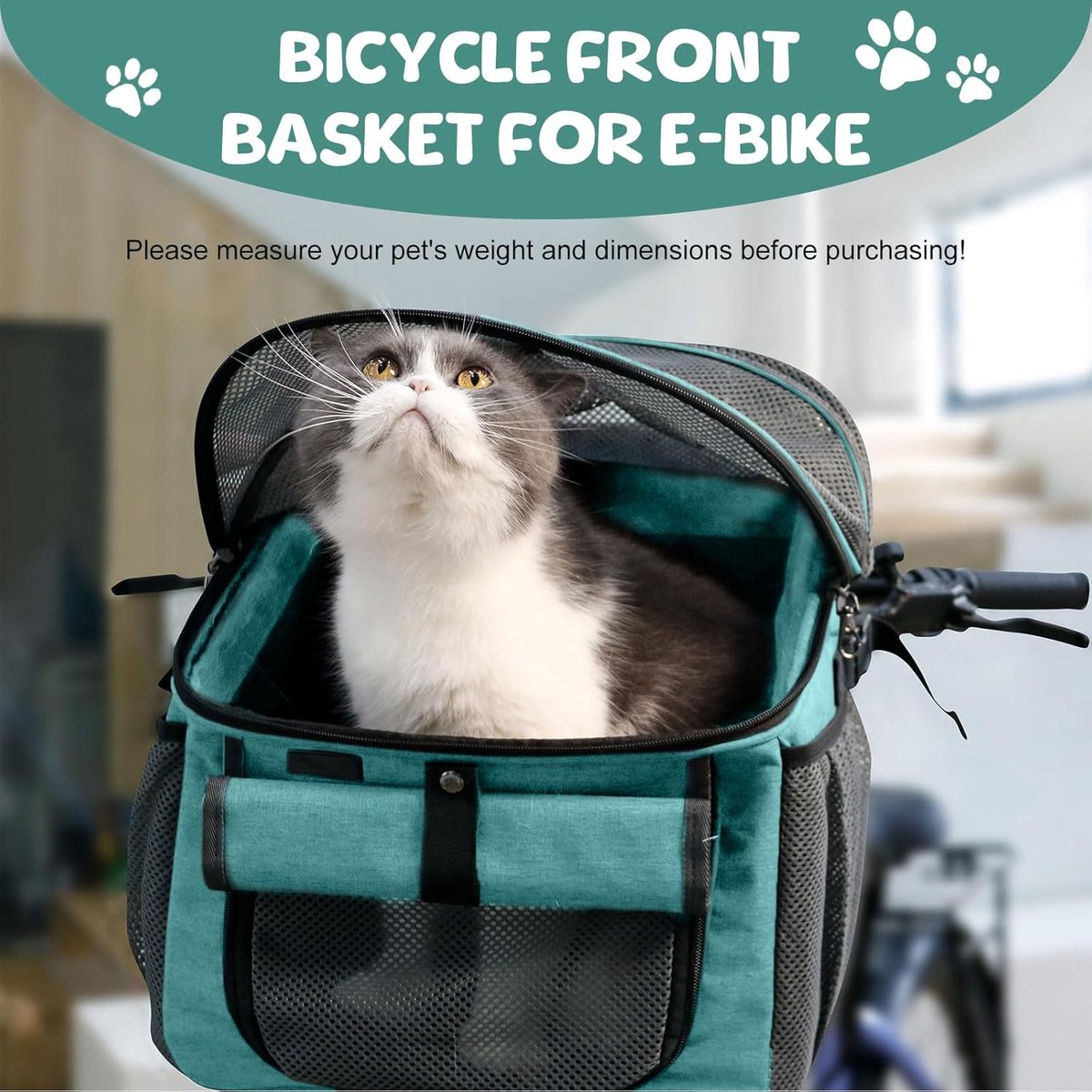 Fietsmand Huisdier - Draagtas Kat Hond - Veilig Vervoeren - Opvouwbaar Ontwerp - 32 x 29 x 39 cm - Blauw