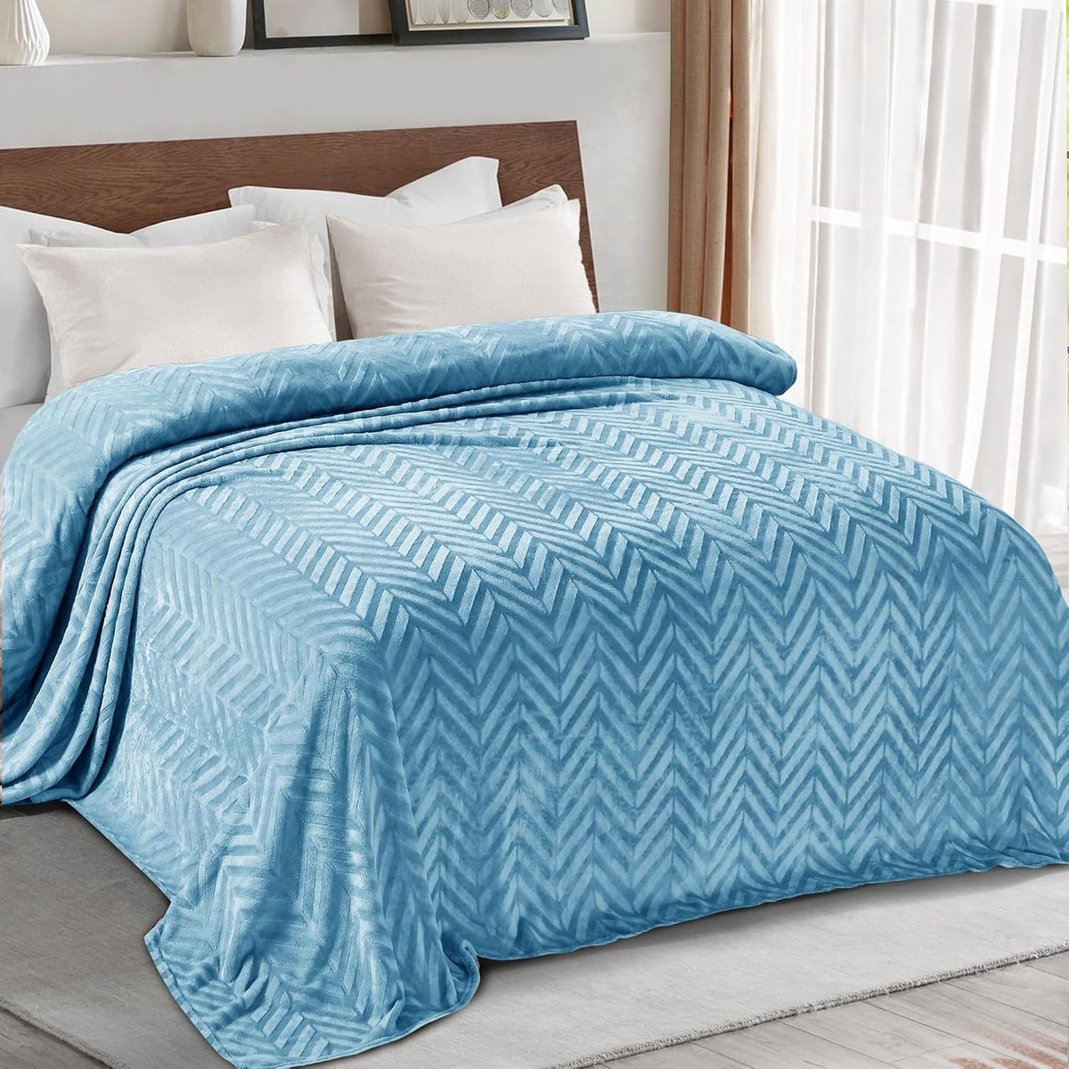 Cuddly Dekentje met Chevron Patroon, 150 x 200 cm, Warm Sofa Dek, Super Zacht Fleece, Ideaal voor Woonkamer en Slaapkamer