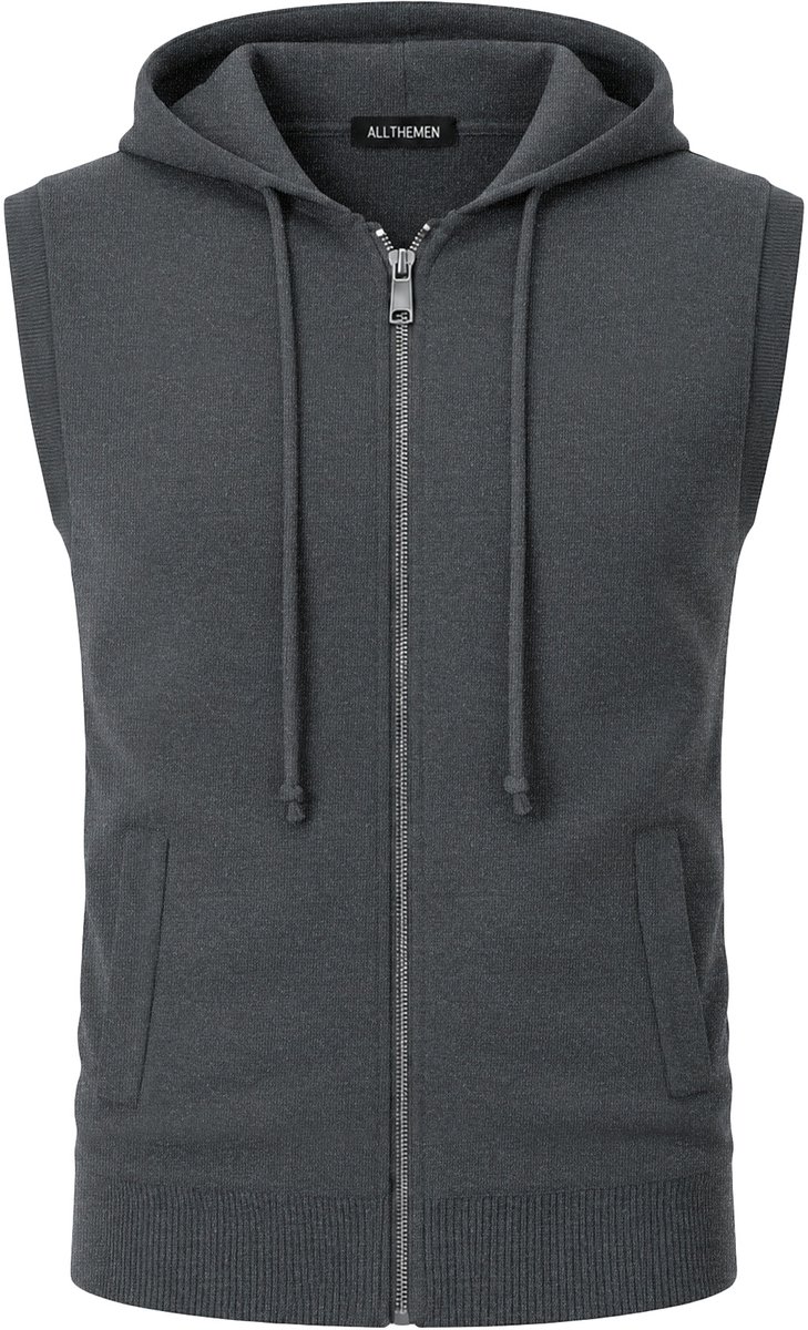 ALLTHEMEN Heren Mouwloos Gebreid Vest Hoodie - Zacht Comfortabel - 2XL